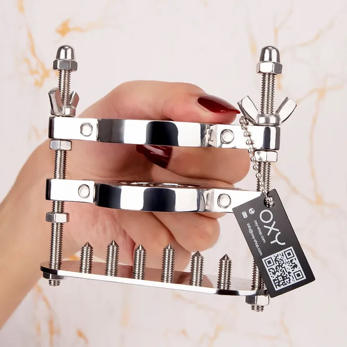 ALLINONE Double Rings Ball Crusher Spiked Oxyshop Male Sex Toys