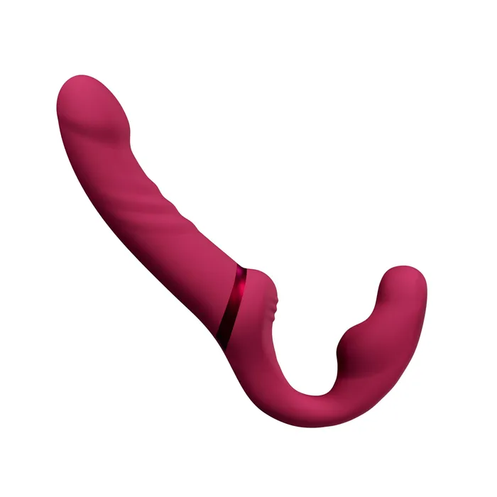 Female Sex Toys Lovense Lovense Lapis AppControlled Dual Ended Vibrating Strapless Strap On Red