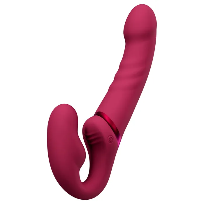 Female Sex Toys Lovense Lovense Lapis AppControlled Dual Ended Vibrating Strapless Strap On Red