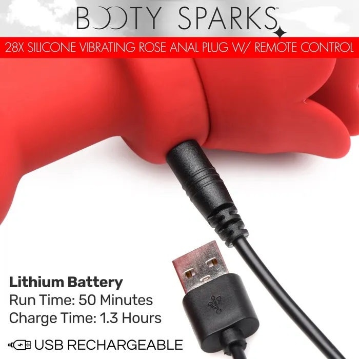 28X Silicone Vibrating Rose Anal Plug w Remote Small Booty Sparks Anal