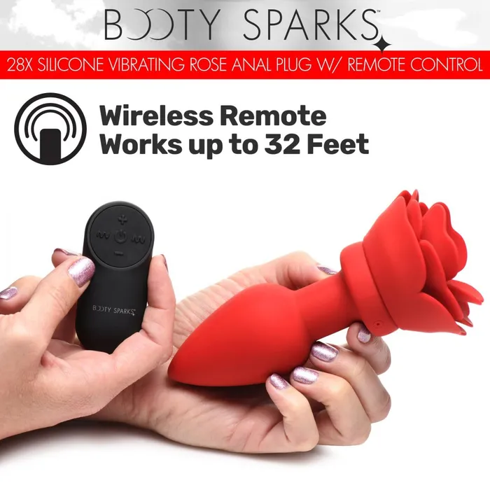28X Silicone Vibrating Rose Anal Plug w Remote Small Booty Sparks Anal