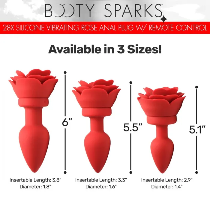 28X Silicone Vibrating Rose Anal Plug w Remote Small Booty Sparks Anal