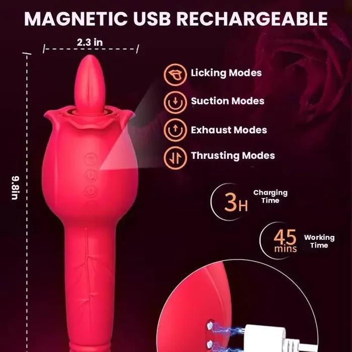 Female Sex Toys Inyarose 4 in 1 Rose Clitoral Nipple Vibrator