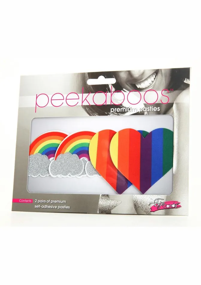 PEEKABOO Vibrators Peekaboo Pride Glitter Rainbows and Hearts Pasties