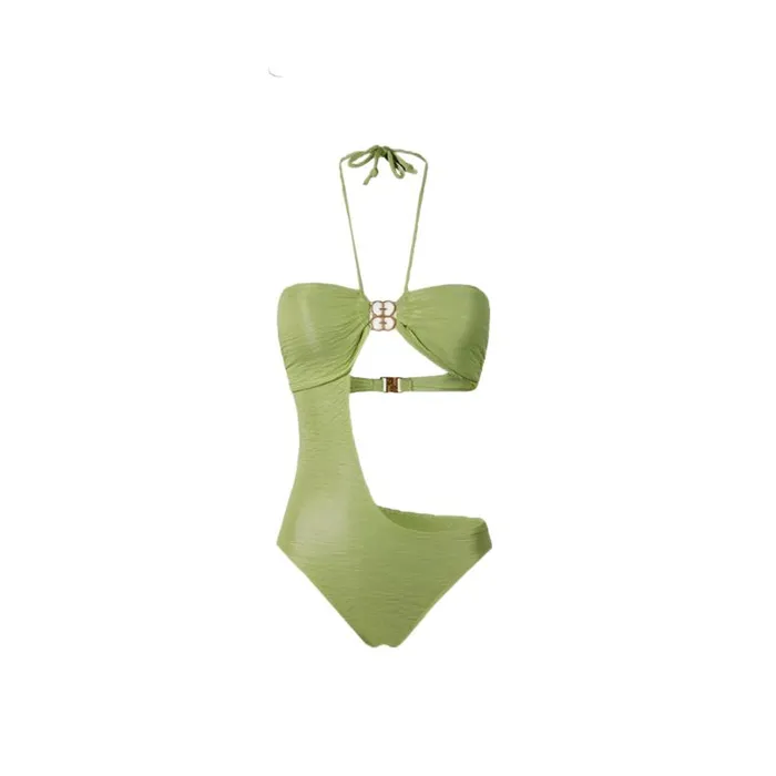 Sinderella Green Monokini Cutout Halter Neck Swimwear By Sinderella Vibrators Sinderella Green Monokini Cutout Halter Neck Swimwear By Sinderella Vibrators