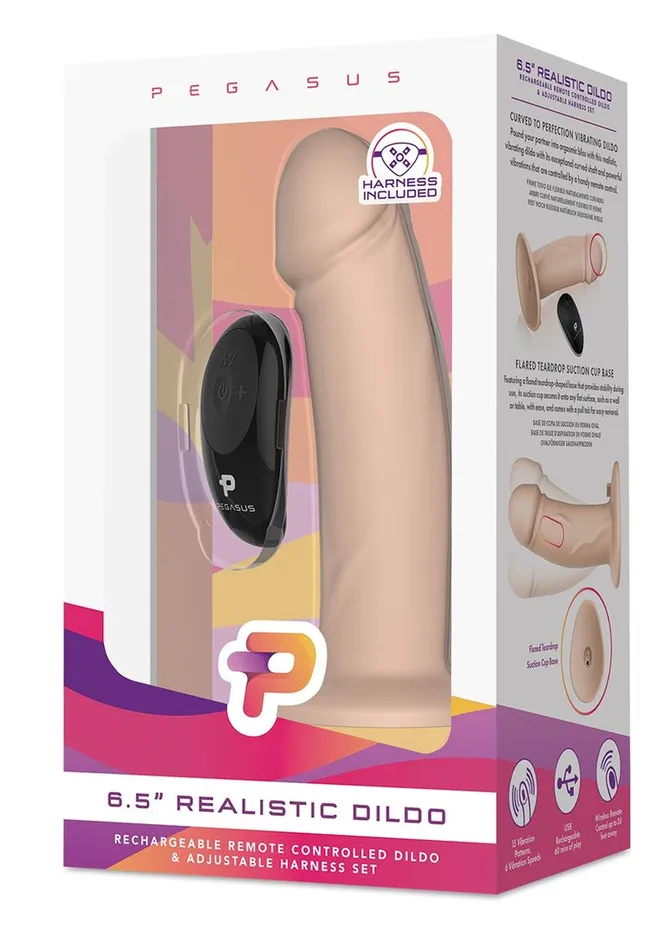 Female Sex Toys Pegasus Realistic Silicone Rechargeable Dildo with Remote Control and Adjustable Harness Pegasus