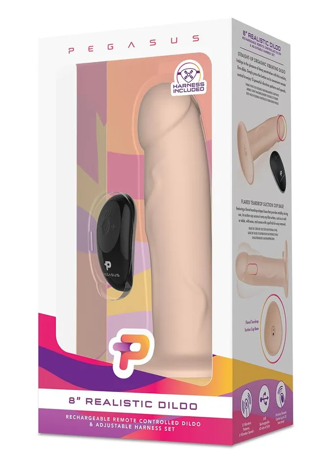 Female Sex Toys Pegasus Realistic Silicone Rechargeable Dildo with Remote Control and Adjustable Harness Pegasus