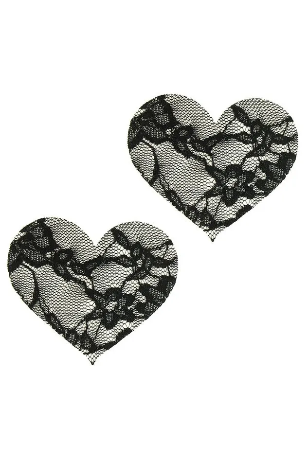Female Sex Toys Pink Cherry Peekaboos Satin Lace Heart Pasties