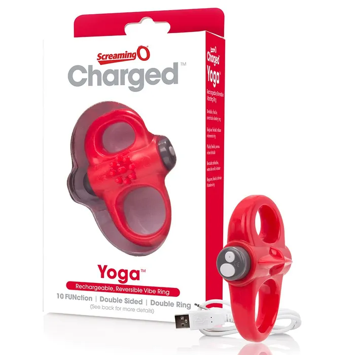 Screaming O Charged Yoga Vibrating Cock Ring Red ItsForMyFriend Couples